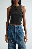 R13 Rib Henley Tank Washed Black at Nordstrom,