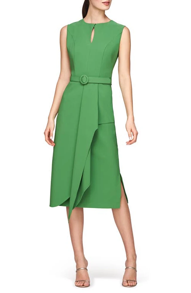 Kay Unger Kamala Belted Midi Dress Lush Green at Nordstrom,