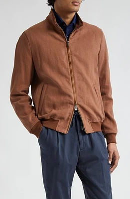 Thom Sweeney Linen Bomber Jacket Copper at Nordstrom,