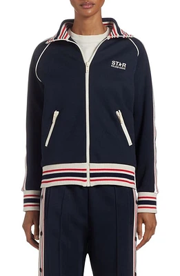 Golden Goose Stripe Trim Track Jacket Dark Blue/Papyrus at Nordstrom,