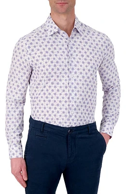 Report Collection Slim Fit Floral Performance Dress Shirt Lavender at Nordstrom,