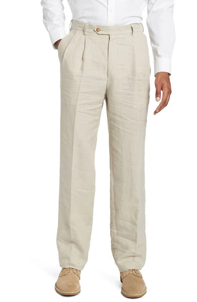 Berle Pleat Front Linen Pants Tan at Nordstrom,