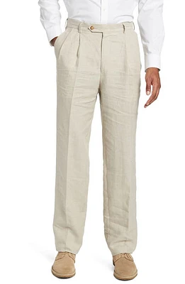 Berle Pleat Front Linen Pants Tan at Nordstrom,