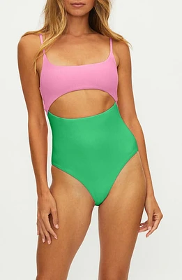 Beach Riot Ray Cutout Rib One-Piece Swimsuit Island Colorblock at Nordstrom,