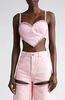 Area Crystal Trim Heart Crop Top at Nordstrom,