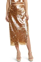 LoveShackFancy Miller Sequin Midi Skirt Tawny at Nordstrom,