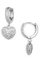 Shashi Cubic Zirconia Heart Pavé Huggie Hoop Earrings in Silver at Nordstrom