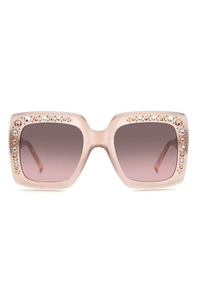 Carolina Herrera 53mm Crystal Embellished Square Sunglasses in Pink/Brown Gradient at Nordstrom