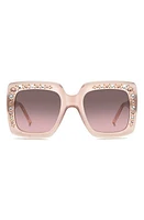 Carolina Herrera 53mm Crystal Embellished Square Sunglasses in Pink/Brown Gradient at Nordstrom