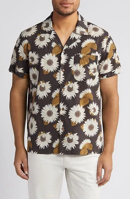 Rails Moreno Floral Button-Up Camp Shirt Sunflower Twirl Bark at Nordstrom,