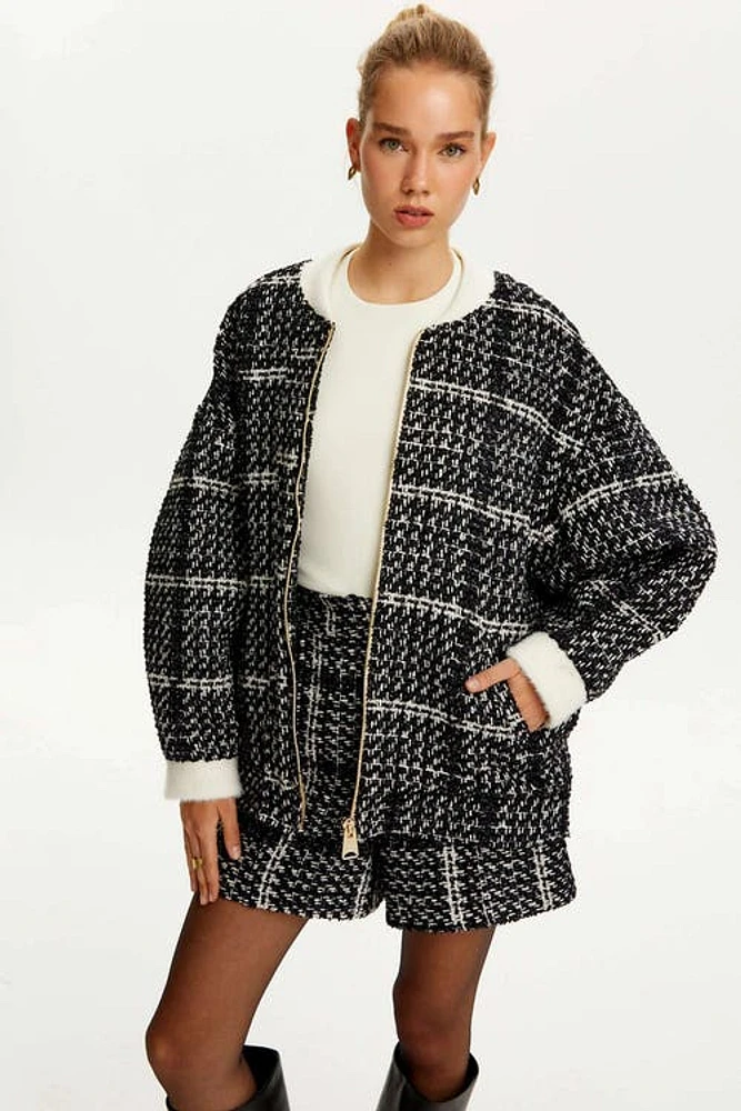 Nocturne Oversized Tweed Bomber Jacket in Multi-Colored at Nordstrom