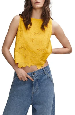 MANGO Embroidered Cotton Tank in Yellow at Nordstrom, Size 10