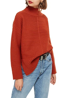 Topshop Mock Neck Sweater in Rust at Nordstrom, Size 8 Us