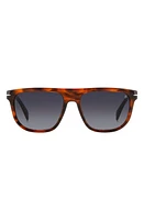 David Beckham Eyewear 56mm Square Sunglasses in Brown Horn at Nordstrom