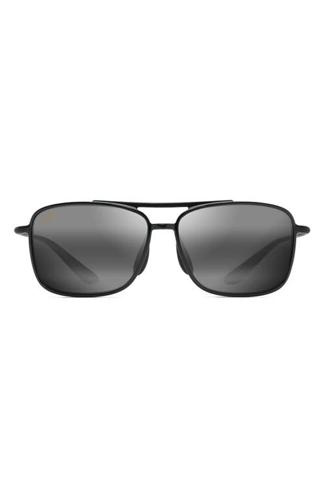 Maui Jim Kaupo Gap 61mm PolarizedPlus2 Aviator Sunglasses in Gloss Black/Neutral Grey at Nordstrom