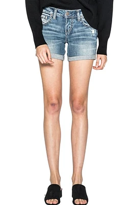 Silver Jeans Co. Distressed Boyfriend Denim Cutoff Shorts Indigo at Nordstrom,