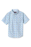 Johnston & Murphy Kids' Pineapple Print Short Sleeve Cotton Button-Down Shirt White at