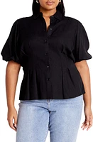 City Chic Betty Short Sleeve Button-Up Shirt at