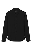 sandro Plissé Long Sleeve Button-Up Shirt at Nordstrom,