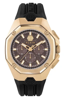 PHILIPP PLEIN Octagon Silicone Strap Chronograph Watch