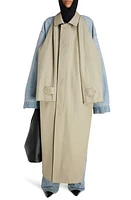 Balenciaga Cotton Drill & Denim Hybrid Car Coat Military Beige at Nordstrom, Us