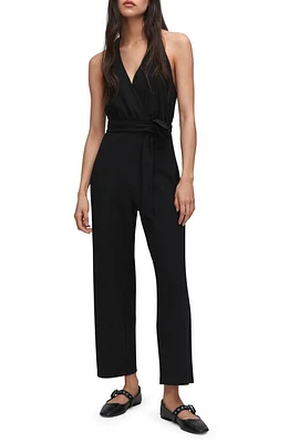 MANGO Halter Neck Jumpsuit in Black at Nordstrom, Size Medium