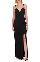 Vince Camuto Rhinestone Trim Gown Black at Nordstrom,