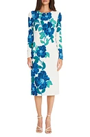 Maggy London Floral Long Sleeve Knit Midi Dress Soft at Nordstrom,