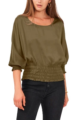 Vince Camuto Dolman Sleeve Smocked Blouse in Light Olive at Nordstrom, Size Small Regular