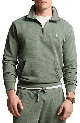 Polo Ralph Lauren French Terry Quarter Zip Sweatshirt Cargo Green at Nordstrom,