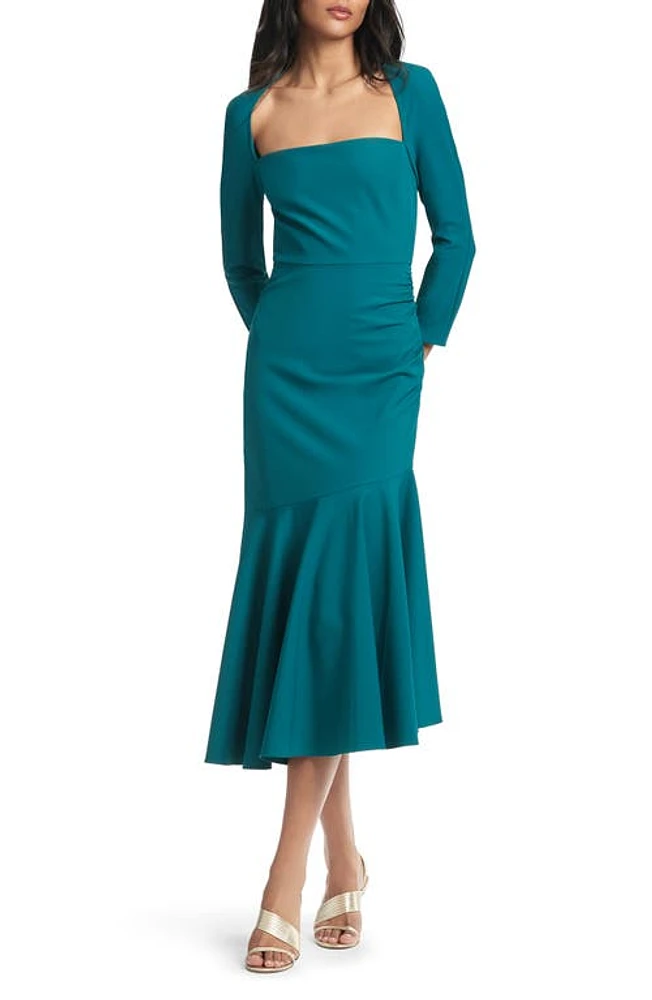 Sachin & Babi Sharlize Long Sleeve Stretch Crepe Dress Storm Green at Nordstrom,