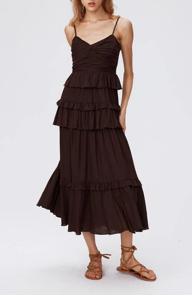 Diane von Furstenberg Kali Tiered Ruffle Dress Coco Brown at Nordstrom,