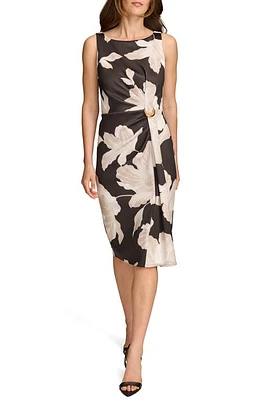 Donna Karan New York Floral Sleeveless Sheath Dress Black/Fawn Multi at Nordstrom,