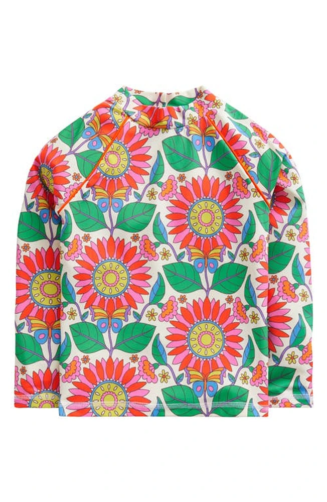 Mini Boden Kids' Long Sleeve Rashguard Multi Daisy Vine at Nordstrom,