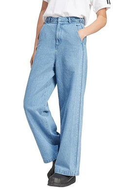 adidas x KSENIASCHNAIDER 3-Stripe Wide Leg Jeans in Light Denim at Nordstrom, Size 30