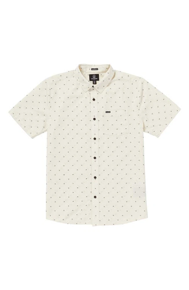 Volcom Stone Marcos Short Sleeve Button-Up Shirt Off White at Nordstrom,