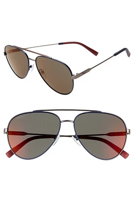 FERRAGAMO 59mm Aviator Sunglasses in Blue Matte/Ruthenium at Nordstrom