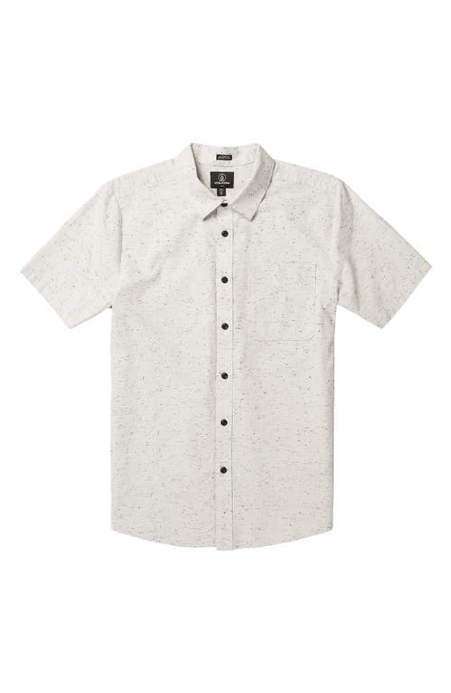 Volcom Date Knight Short Sleeve Button-Up Shirt Off White at Nordstrom,