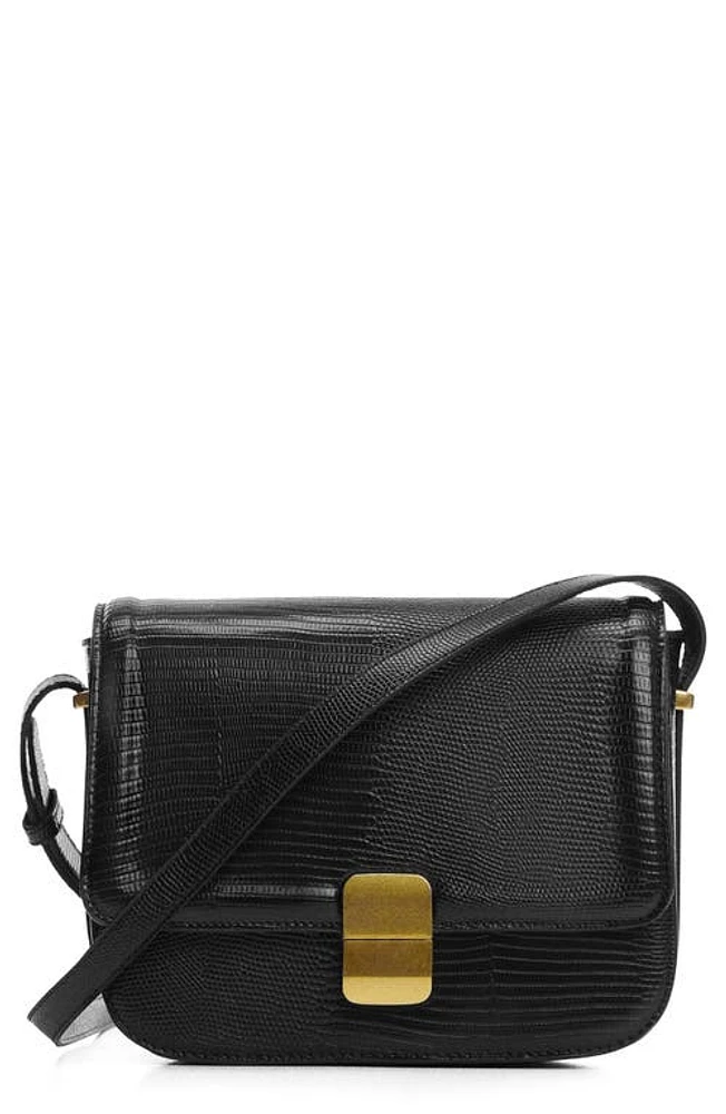 MANGO Lizard Embossed Crossbody Bag in Black at Nordstrom