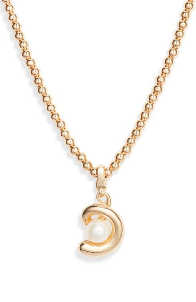 Jenny Bird Daphne Imitation Pearl Pendant Necklace in High Polish Gold/pearl at Nordstrom