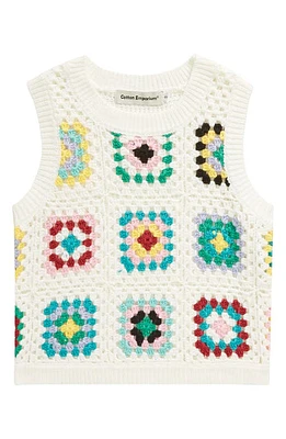 Cotton Emporium Kids' Granny Square Open Stitch Sweater Tank White at