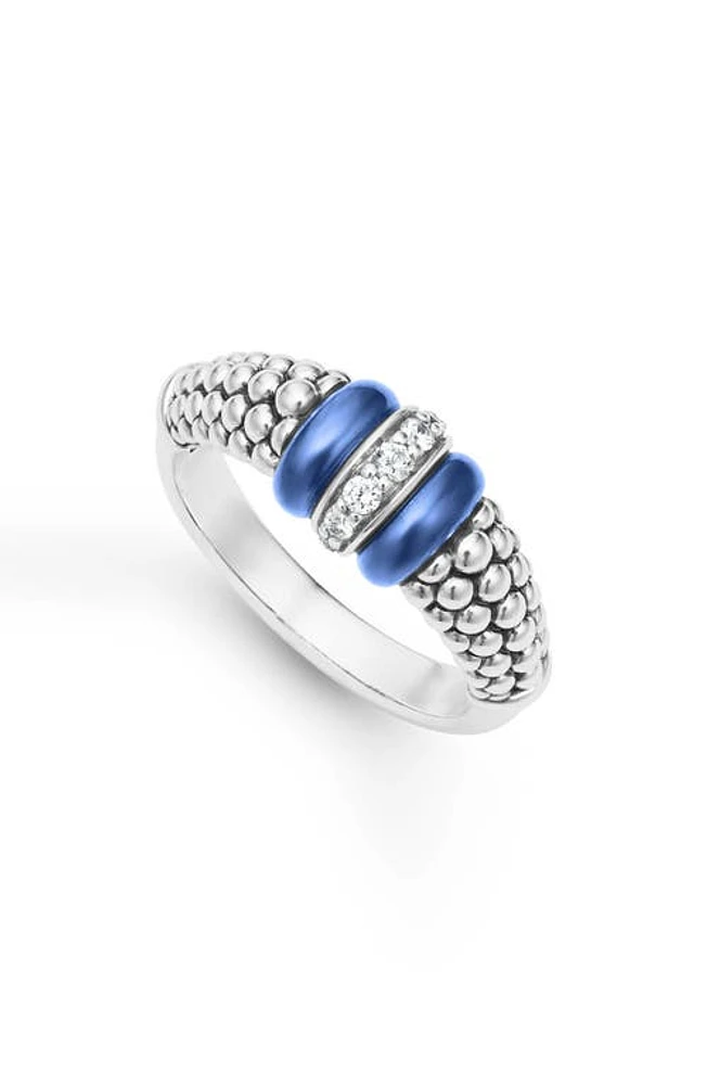 LAGOS Blue Caviar Diamond Link Ring in Ultramarine at Nordstrom, Size 7