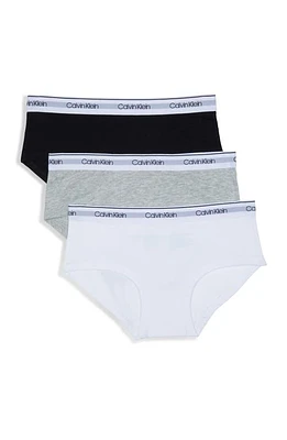 Calvin Klein Kids' 3-Pack Hipster Briefs Heather Grey/Black/White at Nordstrom