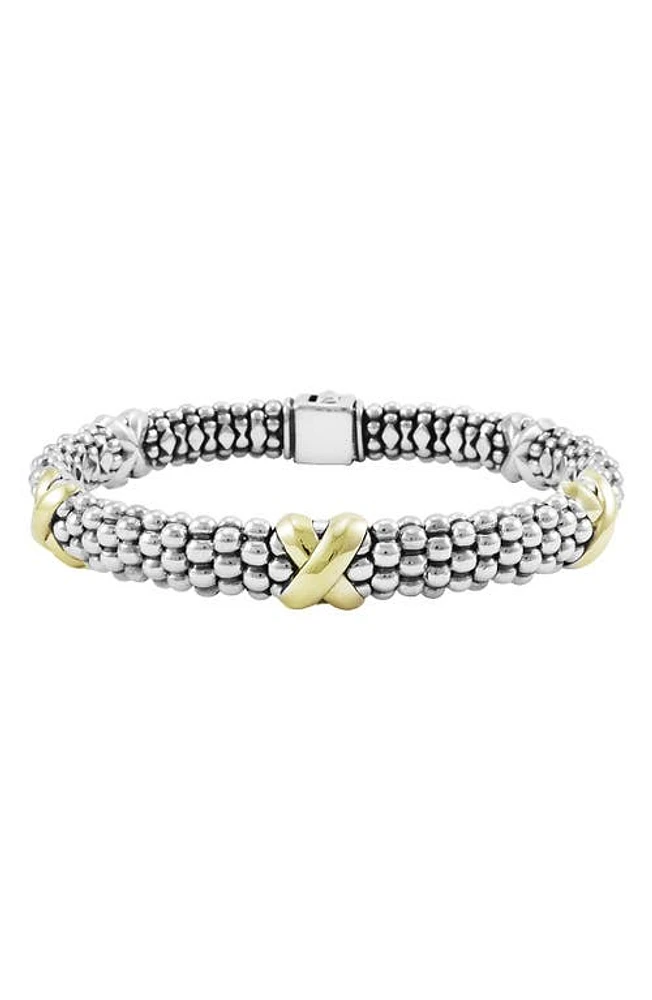 LAGOS Caviar X Two-Tone Rope Bracelet in Sterling Silver/Gold at Nordstrom, Size 8