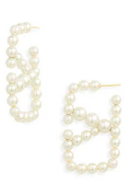 Valentino Garavani VLOGO Imitation Pearl Drop Earrings in 0O3 Oro 18/Cream at Nordstrom