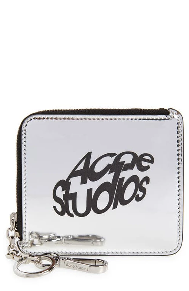 Acne Studios Metallic Zip Wallet in Silver at Nordstrom