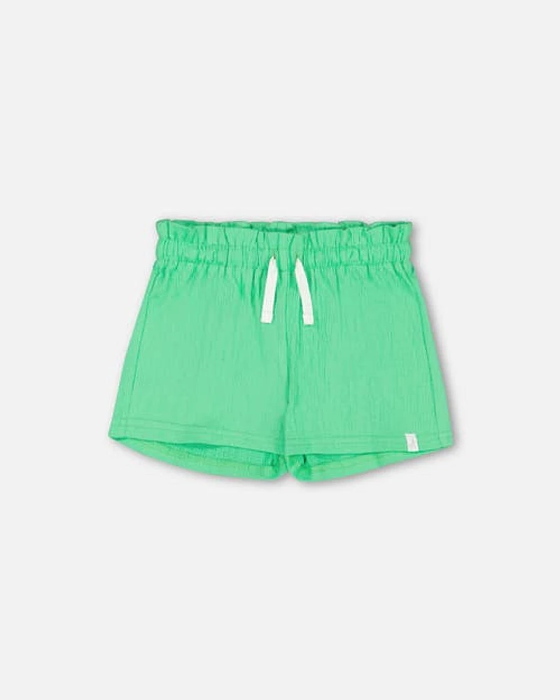 Deux Par Deux Girl's Crinkle Jersey Short Spring Green at Nordstrom