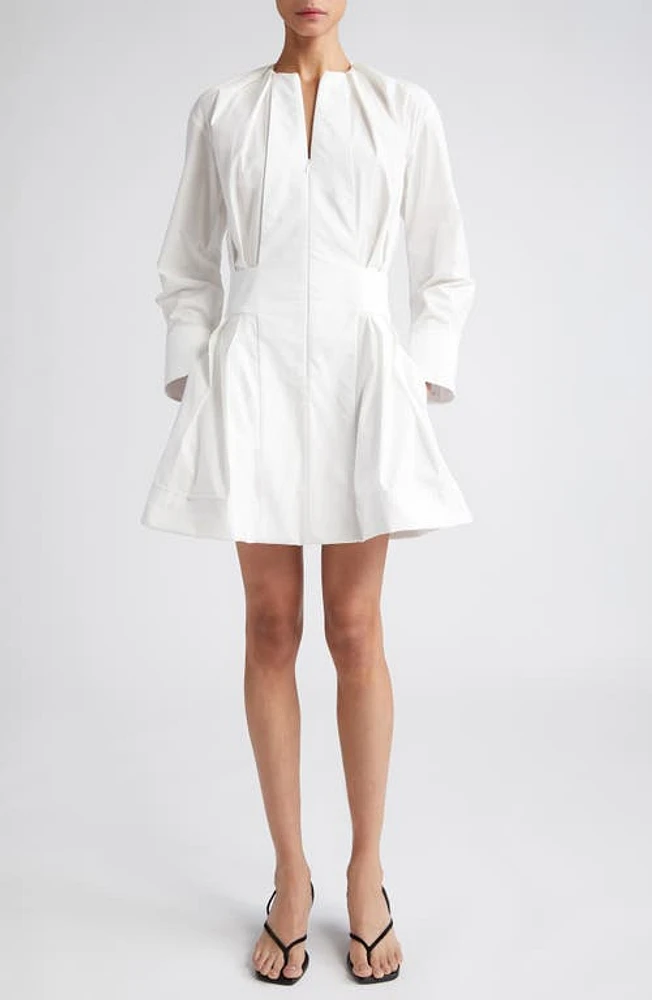 Proenza Schouler Long Sleeve Stretch Cotton Poplin Minidress White at Nordstrom,