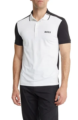 BOSS x Matteo Berrettini Patteo Slim Fit Colorblock Polo in White at Nordstrom, Size X-Large