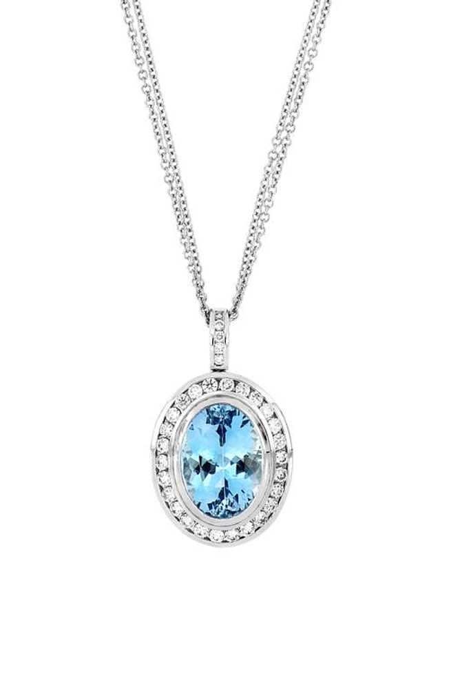 Bony Levy Oval Aquamarine Pendant Necklace in White Gold at Nordstrom, Size 18 In